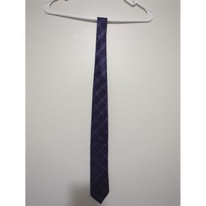 Kenneth Cole Mens Purple Plaid 100% Silk Neck Tie Made‎ In China